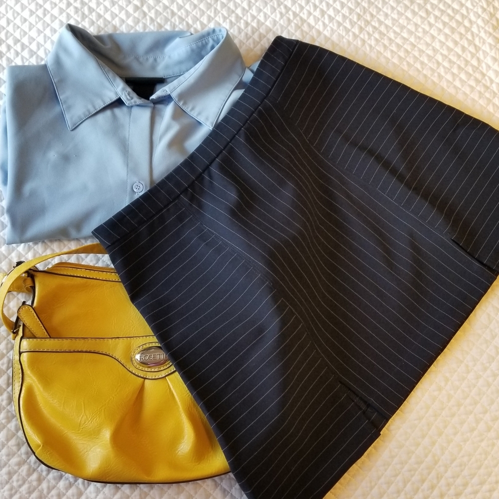 Cooperative Blue Pinstripe Mini Skirt